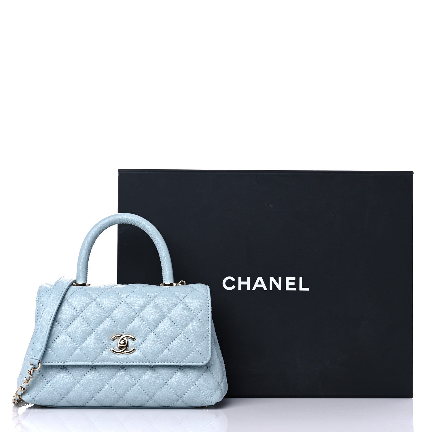Chanel Caviar Quilted Mini Coco Handle Flap Light Blue 10 of 10