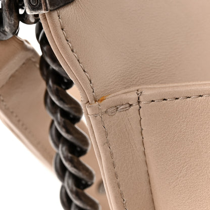 Chanel Calfskin Double Stitch Medium Boy Flap Beige 13 of 14