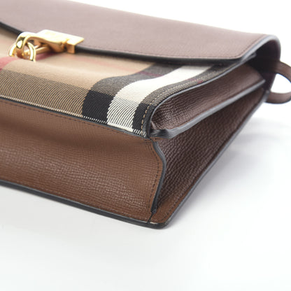 Burberry Derby Calfskin House Check Small Macken Crossbody Bag Tan 10 of 10