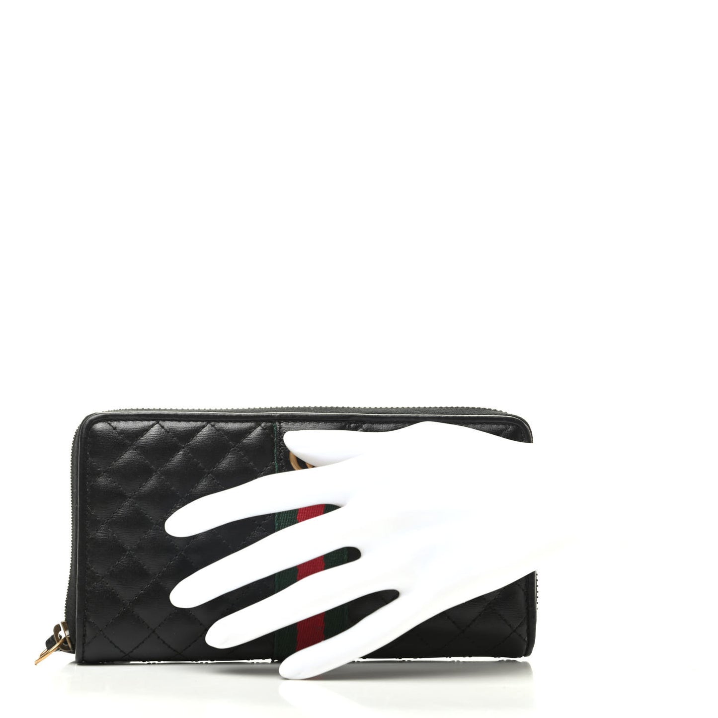 Calfskin Web Trapuntata GG Zip Around Wallet Black