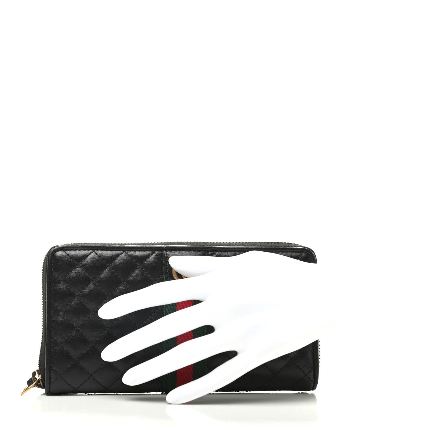 Gucci Calfskin Web Trapuntata GG Zip Around Wallet Black 2 of 9