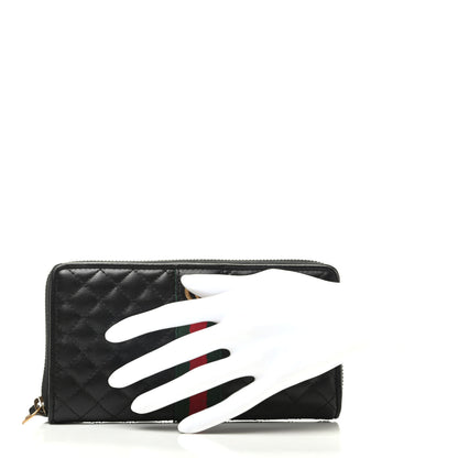 Gucci Calfskin Web Trapuntata GG Zip Around Wallet Black 2 of 9