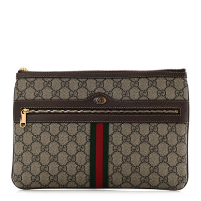 Gucci GG Supreme Monogram Large Ophidia Pouch Clutch Brown 1 of 7