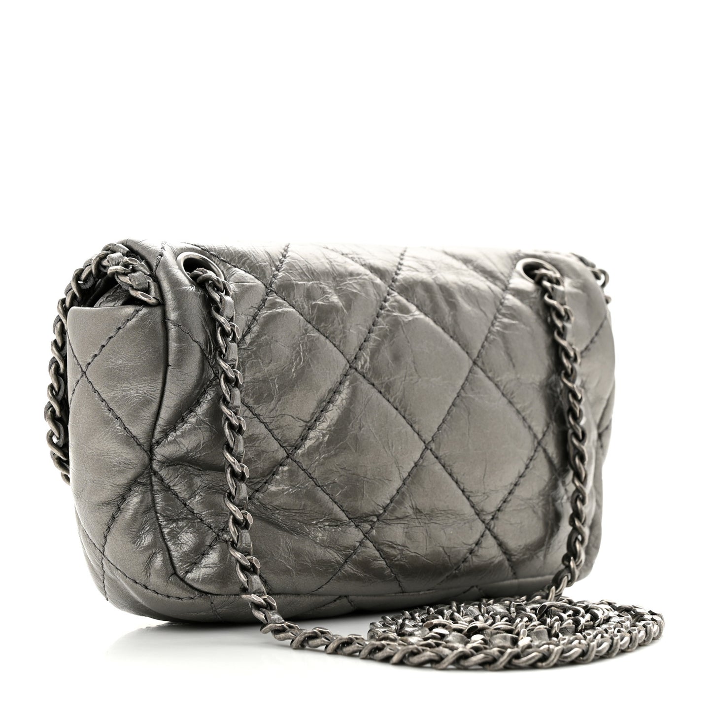 Calfskin Mini Chain Me Flap Dark Grey