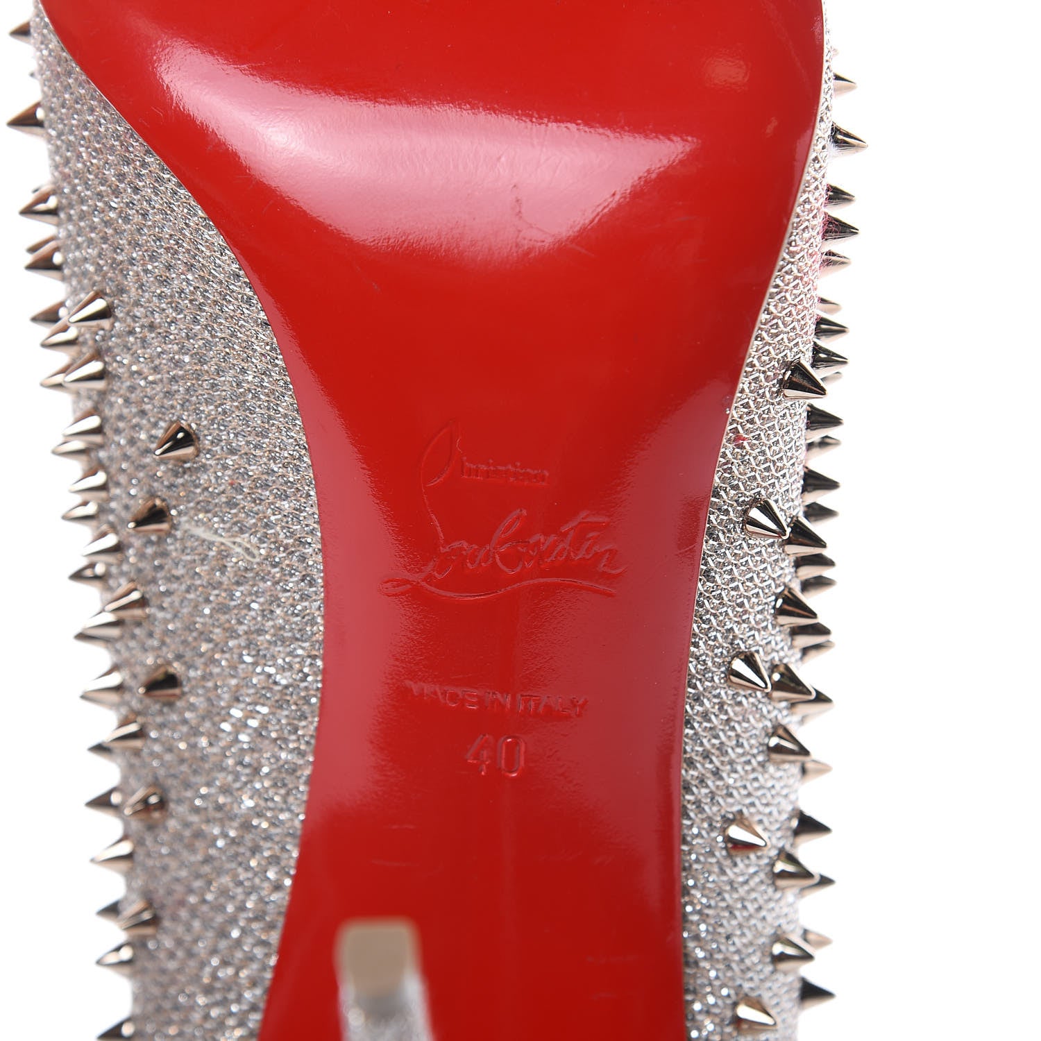 Christian Louboutin Glitter Studded Escarpic 100 Pumps 40 Colombe Metal 8 of 9