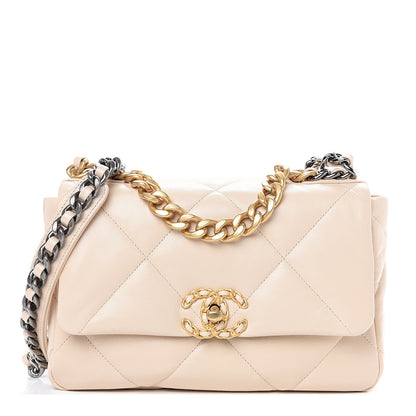 Chanel Goatskin Quilted Medium 19 Flap Beige 1 of 10