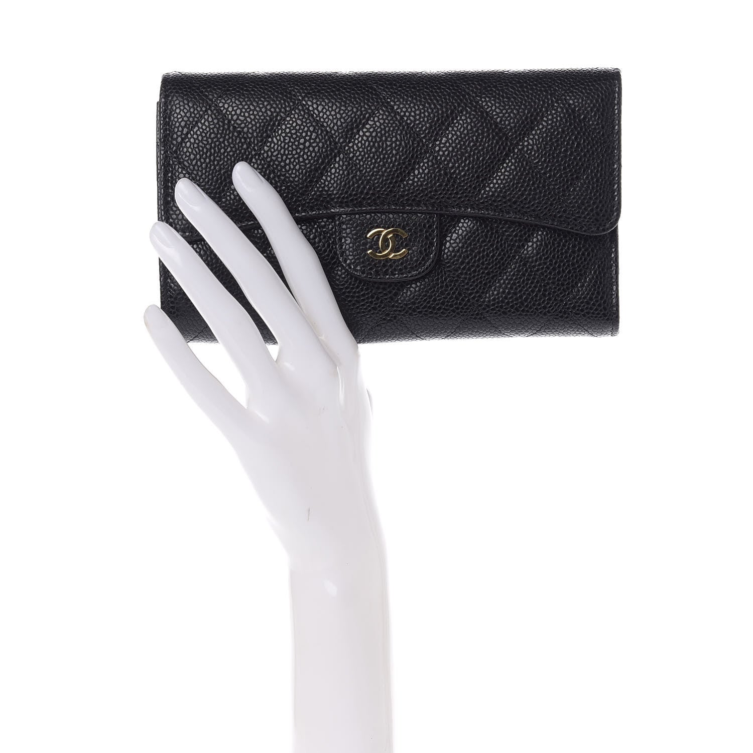 Chanel Caviar Quilted Long Flap Wallet Black 2 of 10