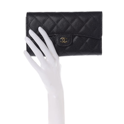 Chanel Caviar Quilted Long Flap Wallet Black 2 of 10