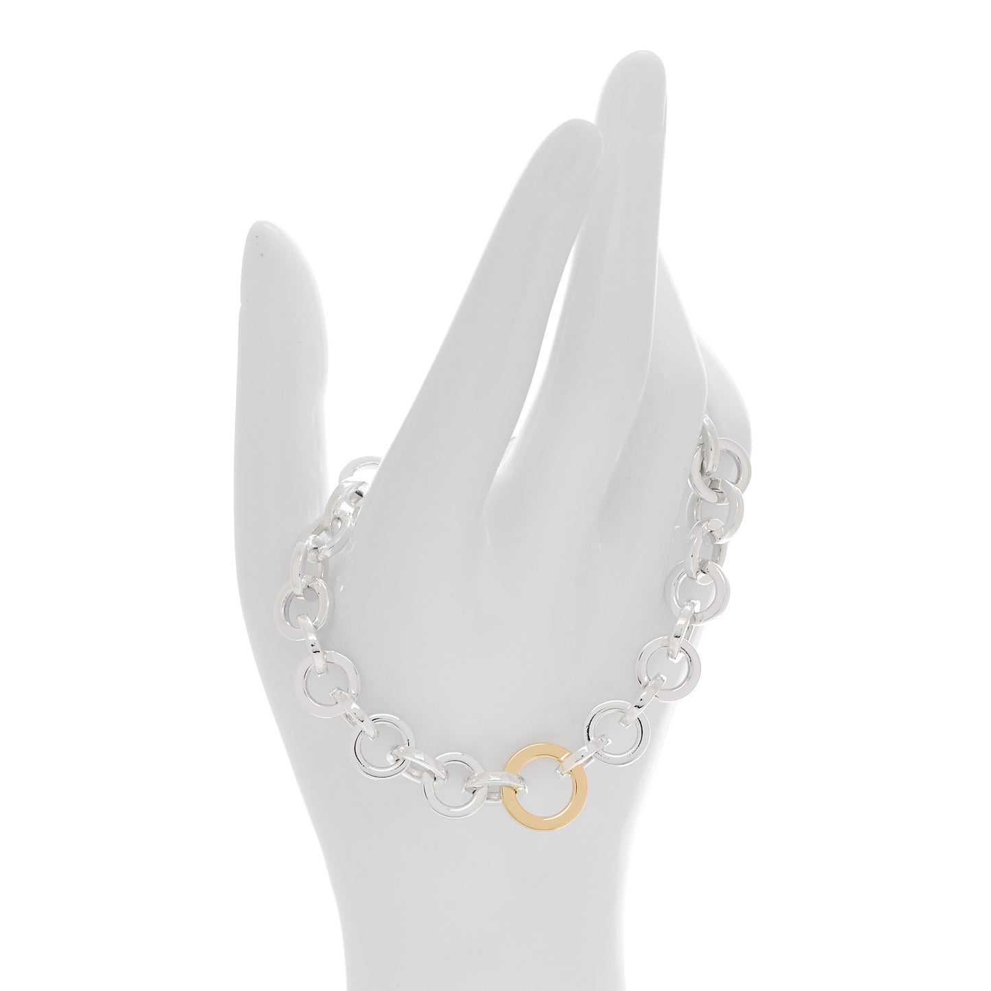 Sterling Silver 18K Yellow Gold Circle Link Bracelet