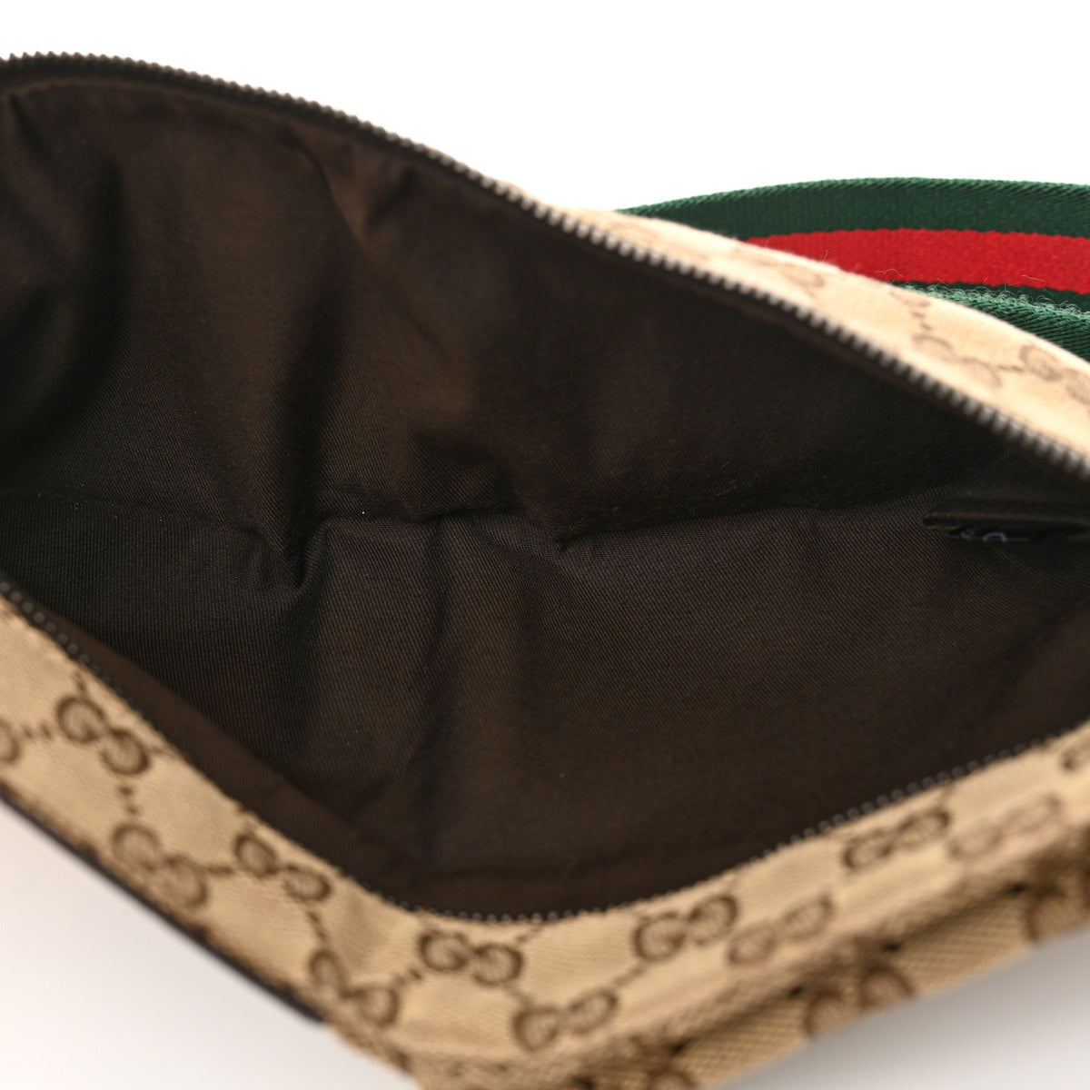 Gucci GG Monogram Web Double Pocket Belt Bag Dark Brown 5 of 13