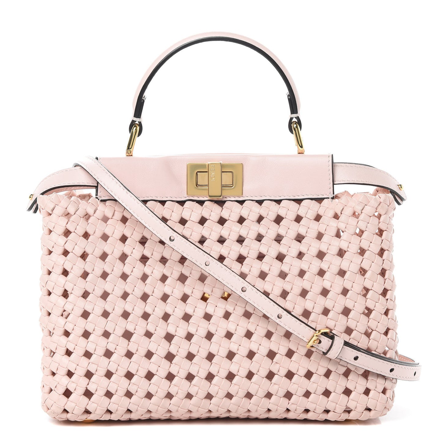 Nappa Woven Mini Peekaboo Iconic Satchel Rosa Confetto