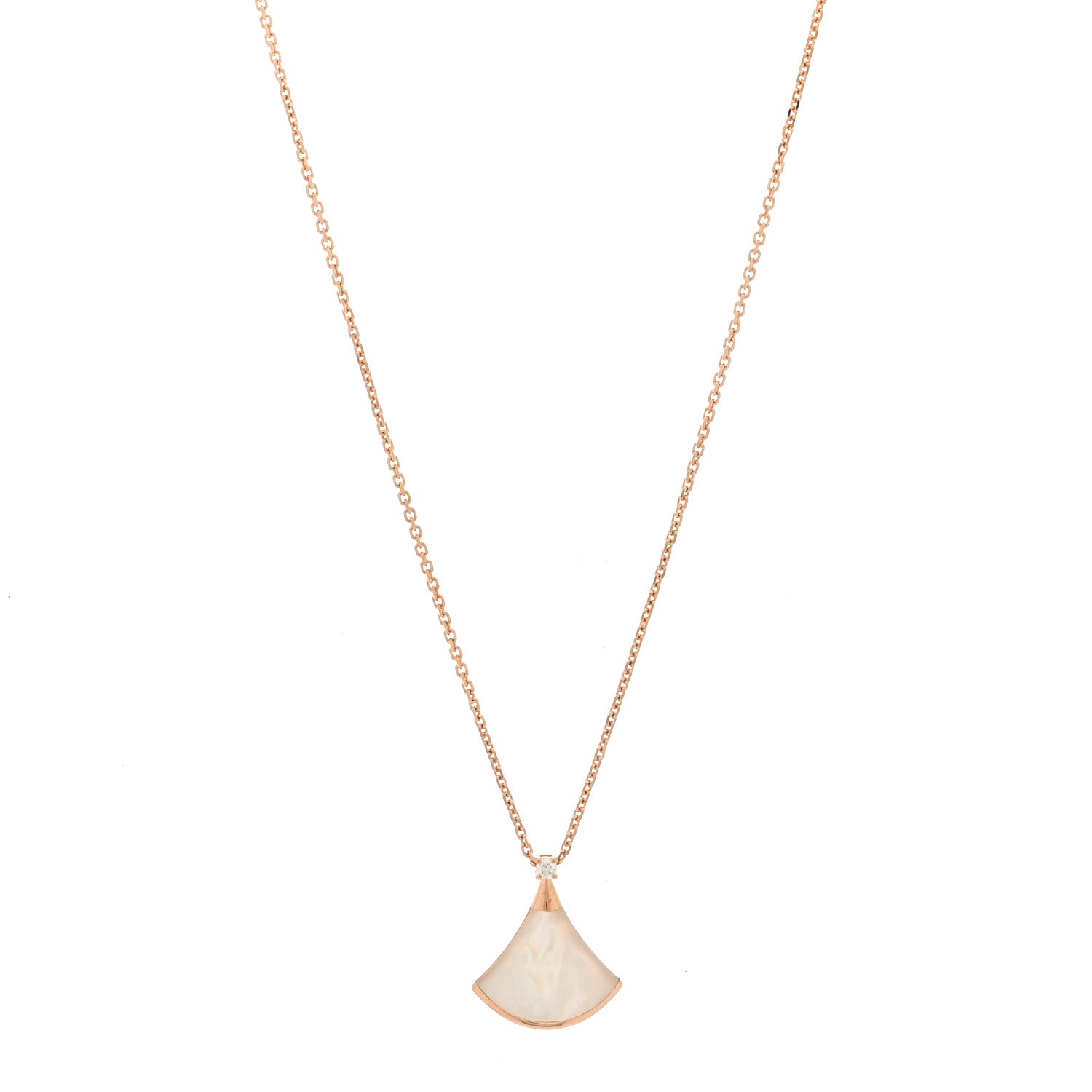 Bulgari 18K Rose Gold Diamond Mother of Pearl Small Divas' Dream Pendant Necklace 1 of 5