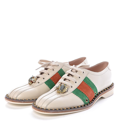 Gucci Calfskin Web Womens Lace-Up Bowling Shoe 38.5 White 3 of 7