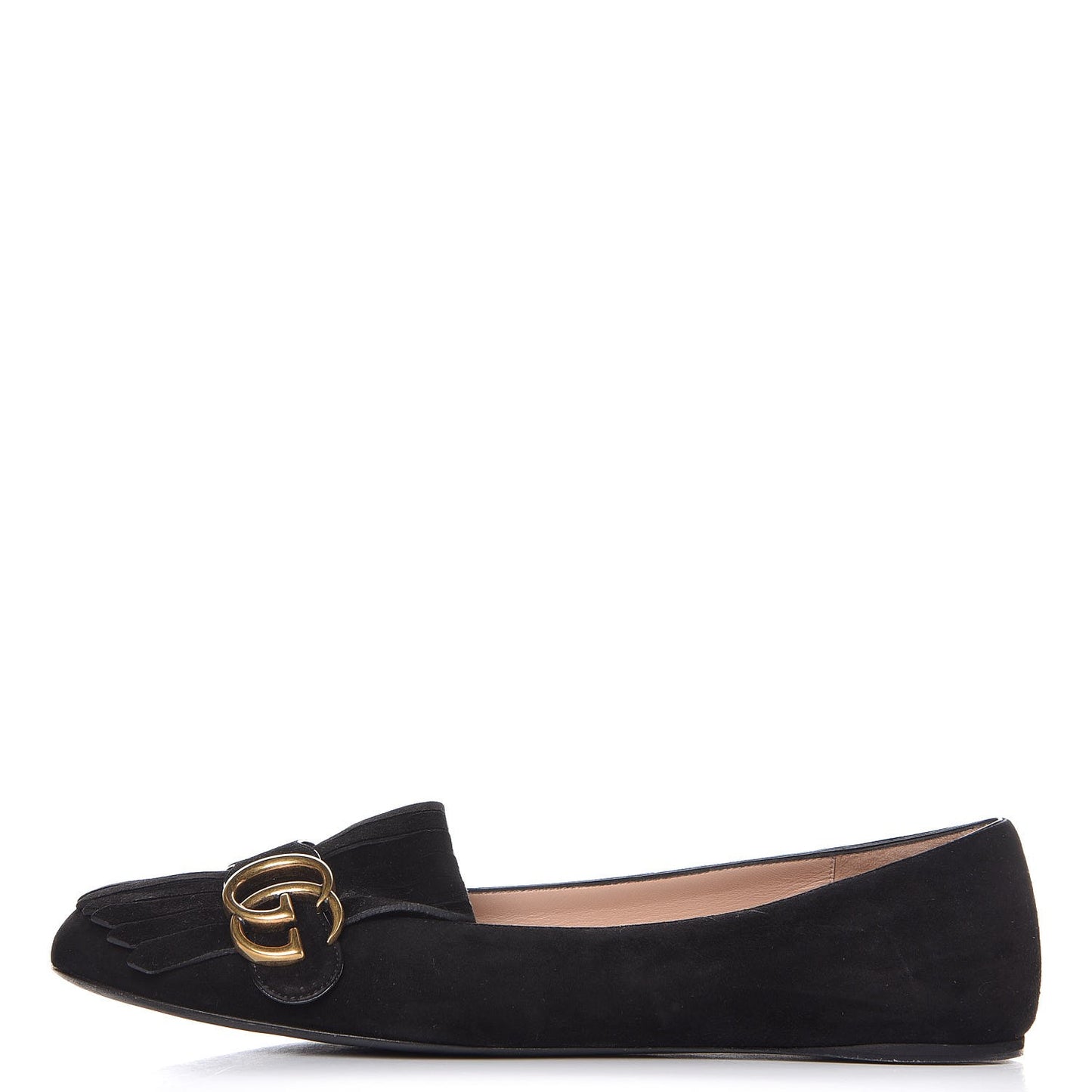 Kid Scamosciato GG Marmont Fringe Flats 40 Black