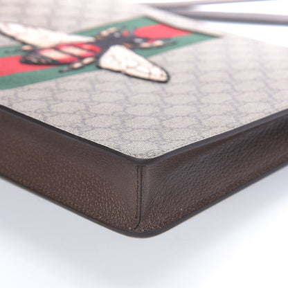Gucci GG Supreme Monogram Web Animalier Bee Embroidered Medium Documents Holder Beige New Acero 8 of 9