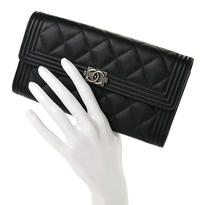 Chanel Caviar Quilted Long Boy Flap Wallet Black 2 of 8