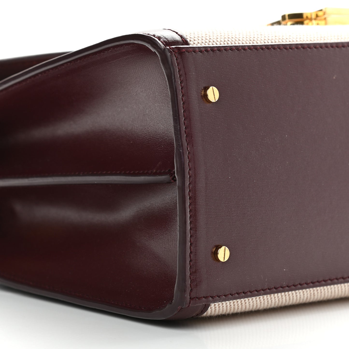 Canvas Calfskin Medium Classic Monogram Cassandra Top Handle Natural Dark Legion Red