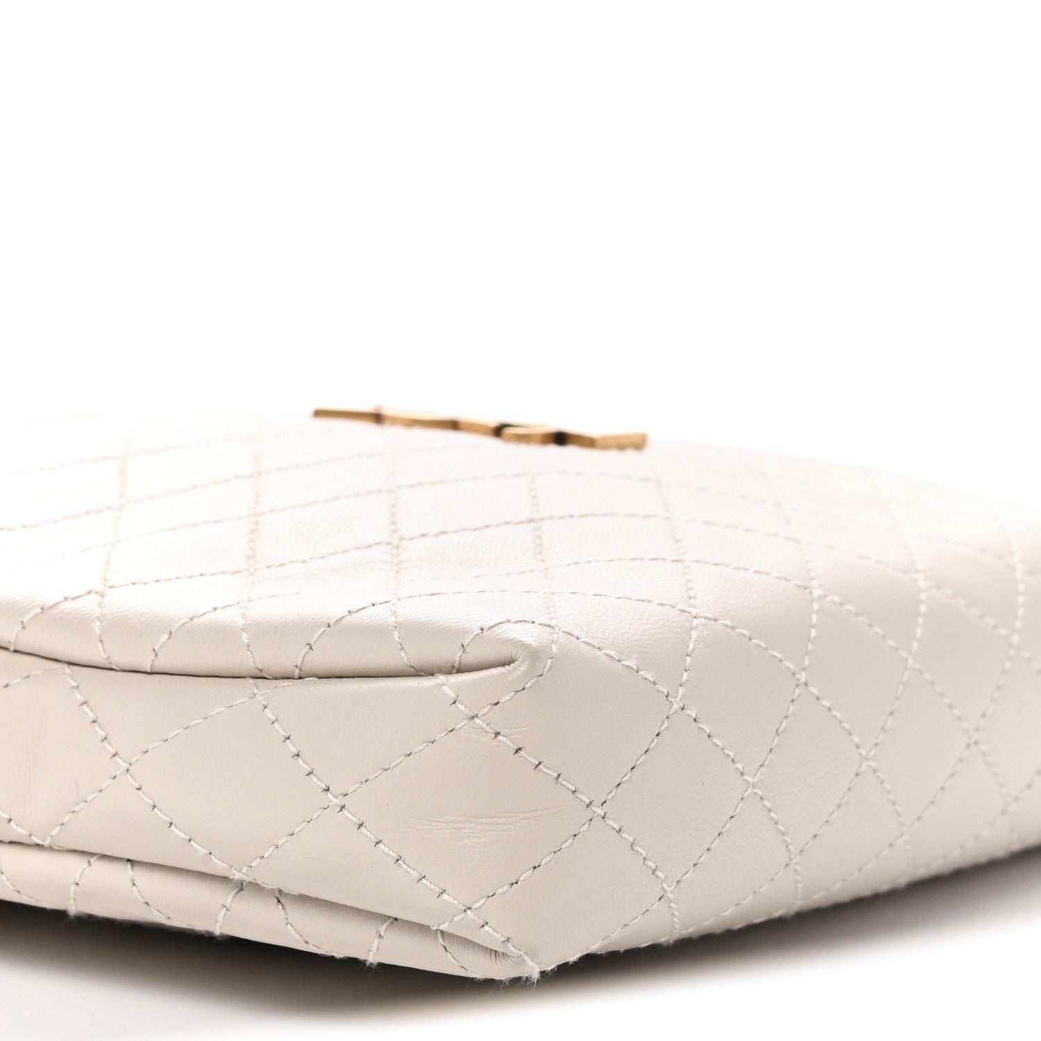 Saint Laurent Lambskin Quilted Gaby Zipped Pouch Crema Soft 9 of 12