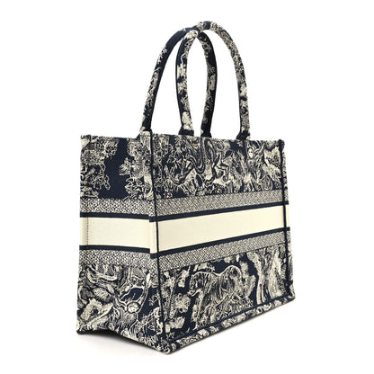 Christian Dior Canvas Embroidered Medium Toile De Jouy Reverse Book Tote Blue 2 of 9