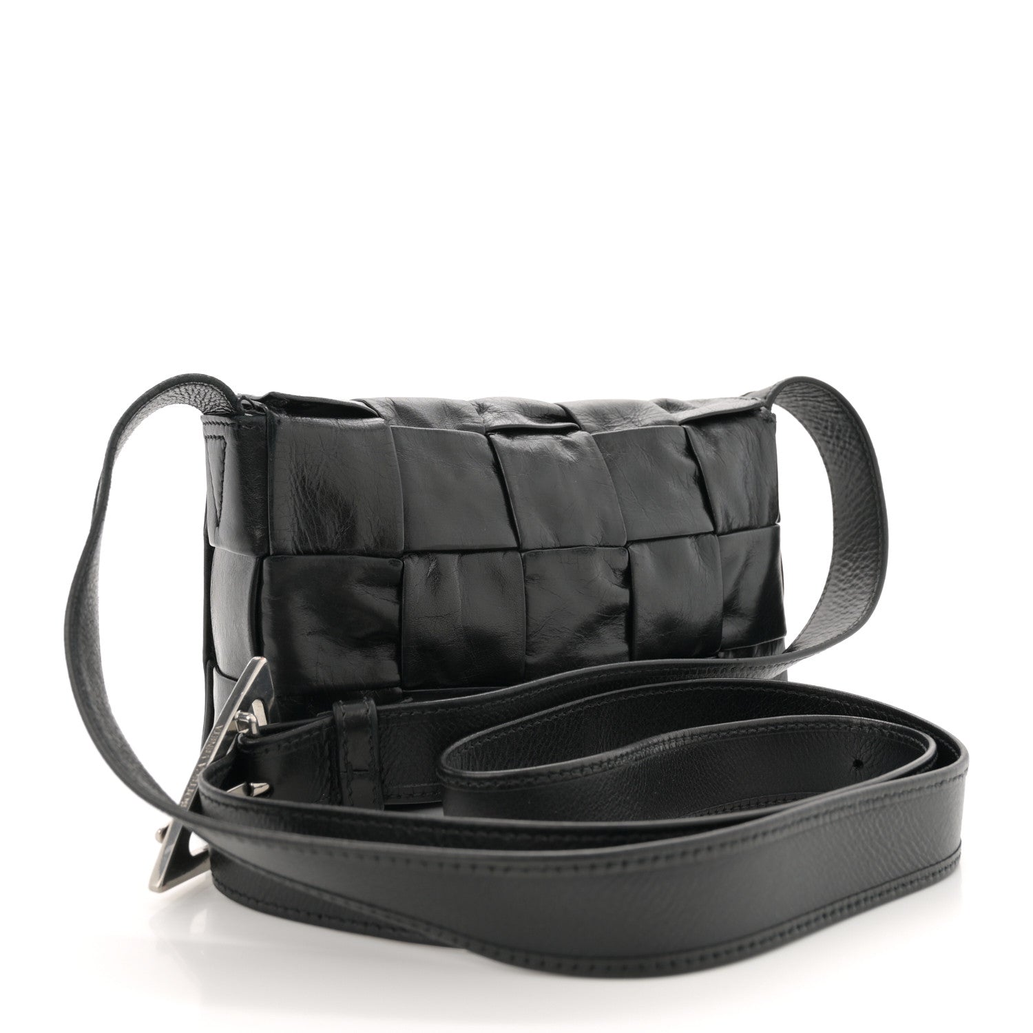 Bottega Veneta Paper Calfskin Maxi Intreccio Small Cassette Crossbody Bag Black 3 of 13