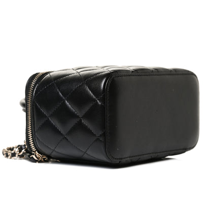 Chanel Lambskin Quilted Small Top Handle Vanity Case With Chain Black 9 of 14