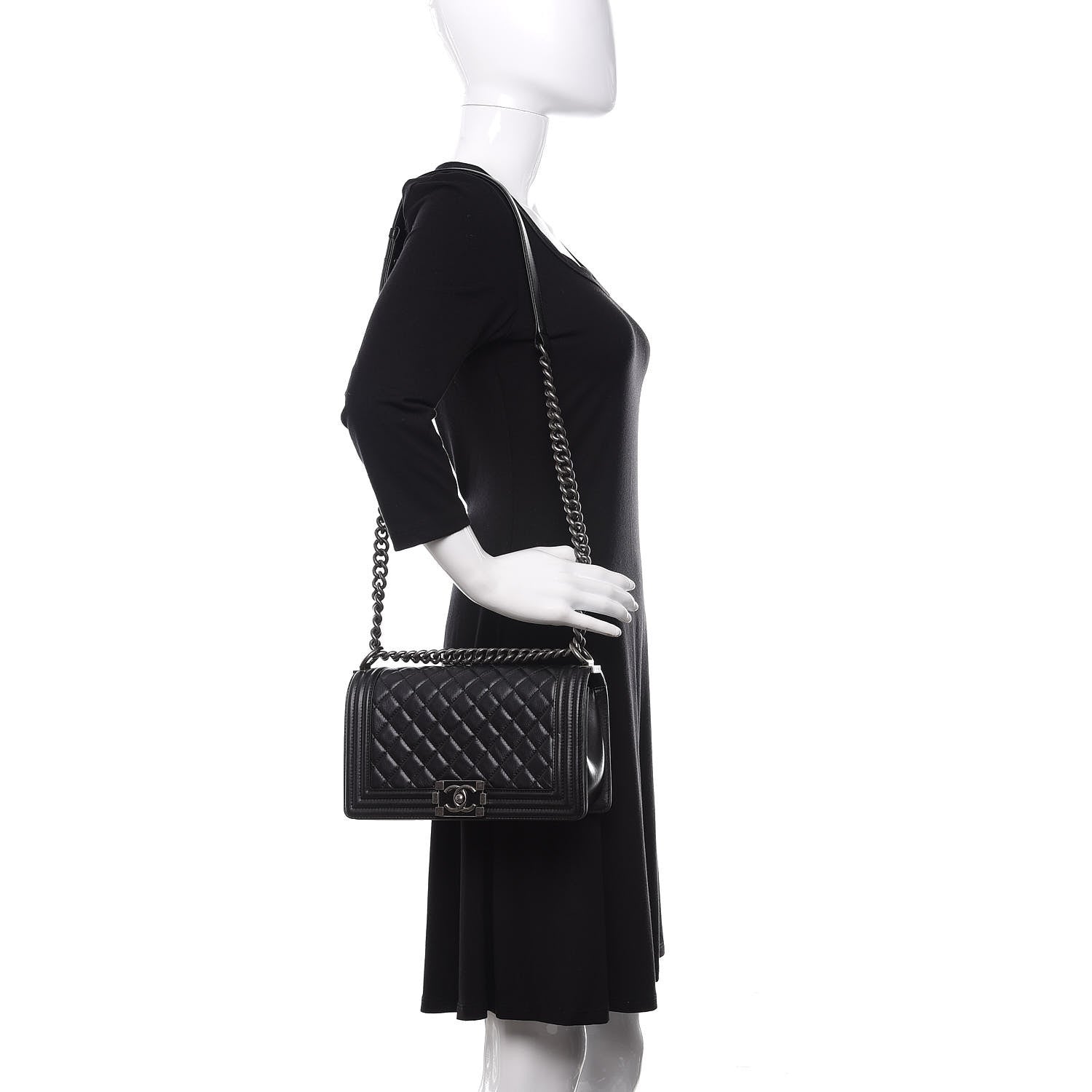 Chanel Calfskin Quilted Medium Boy Flap Black 2 of 10