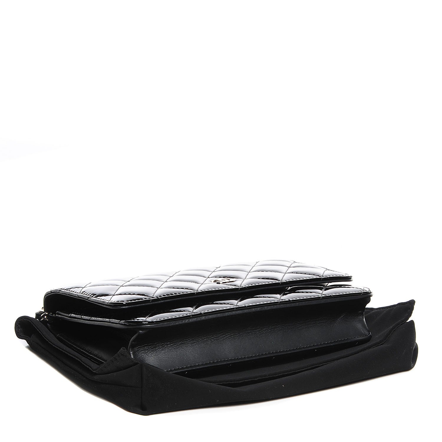 Chanel Patent Quilted Wallet On Chain WOC Black 3 of 9
