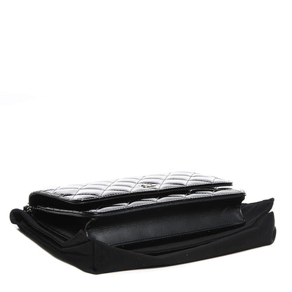 Chanel Patent Quilted Wallet On Chain WOC Black 3 of 9