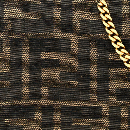 Fendi Fabric Jacquard Vitello Grace FF 1974 Fendigraphy Wallet On Chain Tobacco Moro Ebano 10 of 14