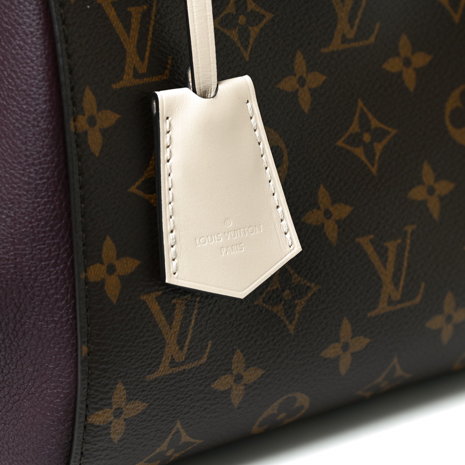 Louis Vuitton Calfskin Monogram Fold Tote MM Black Wine Cream 11 of 15
