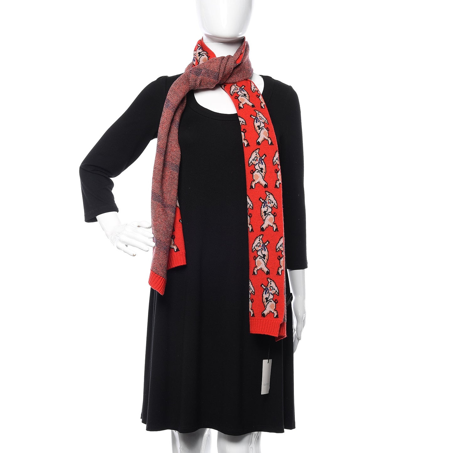 Wool Happy Pig Scarf Flame Pink