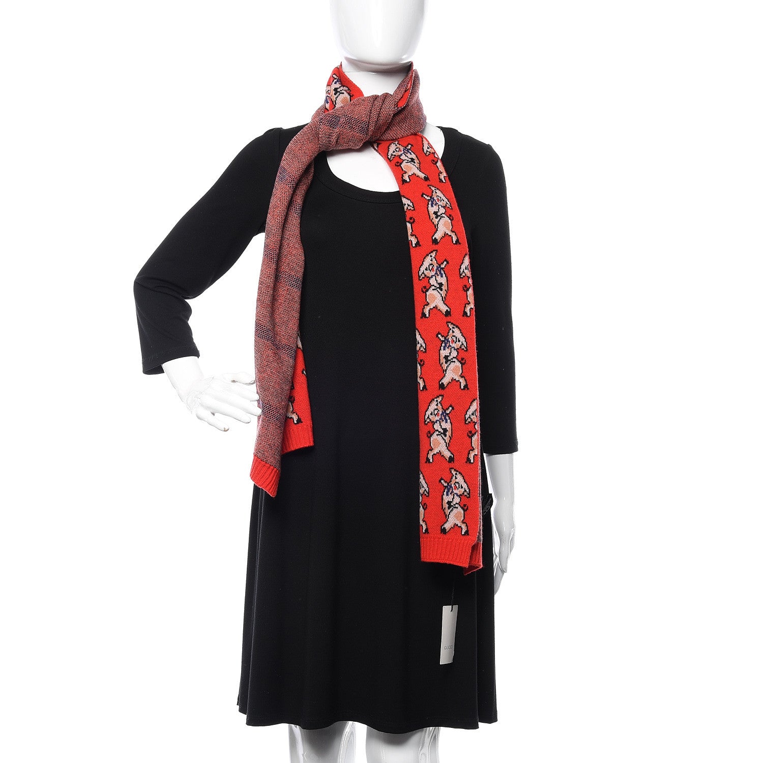 Gucci Wool Happy Pig Scarf Flame Pink 2 of 5