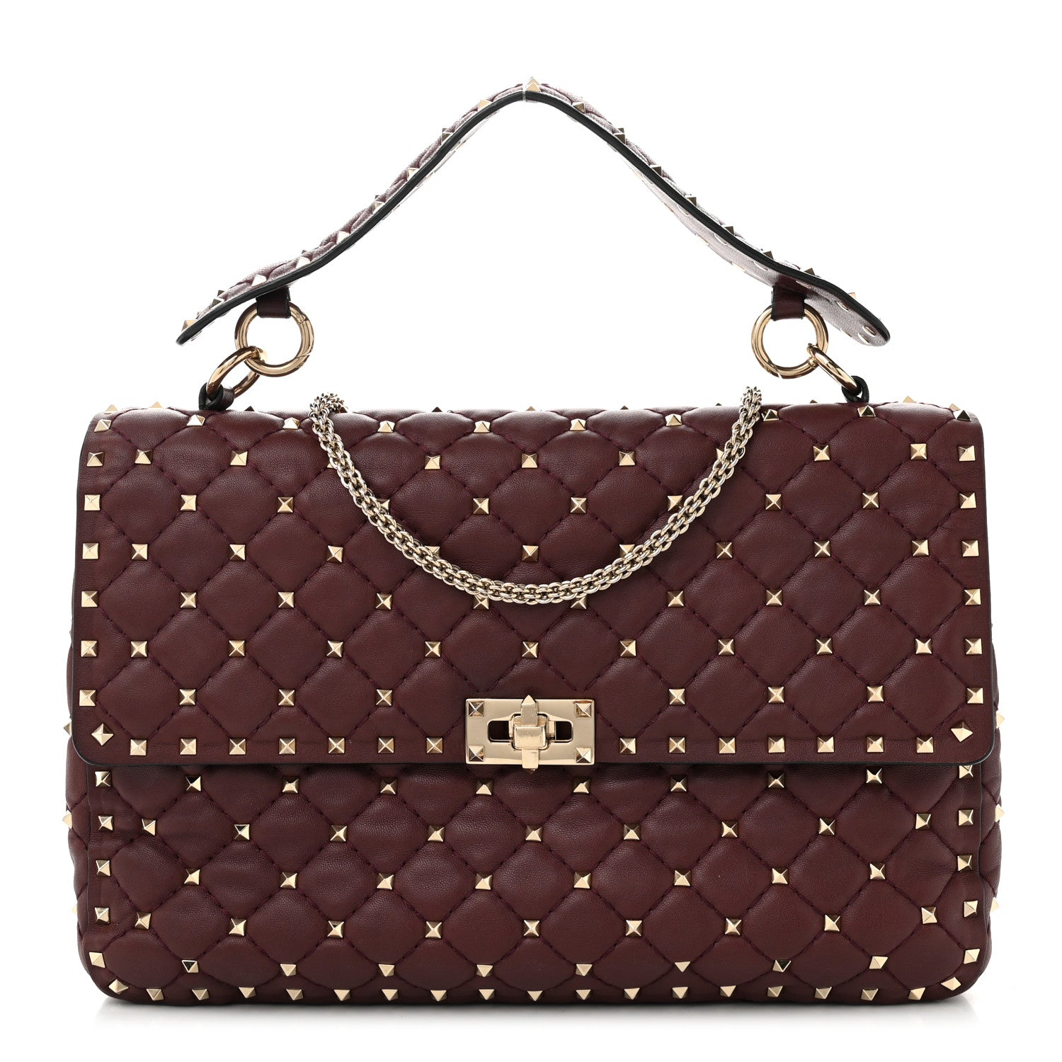Valentino Garavani Nappa Large Rockstud Spike Shoulder Bag Rubin 1 of 9