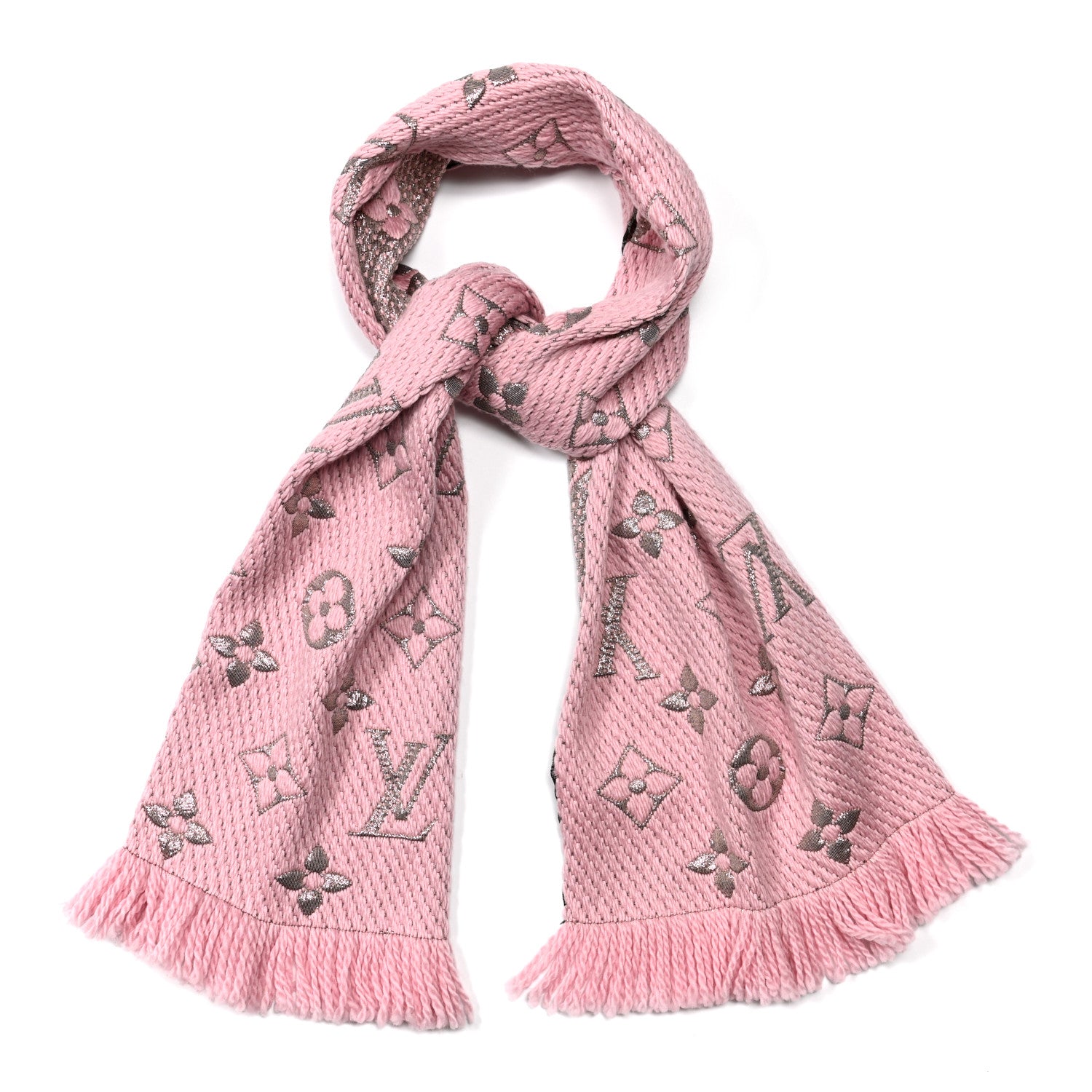 Louis Vuitton Wool Silk Logomania Shine Scarf Pink 1 of 4