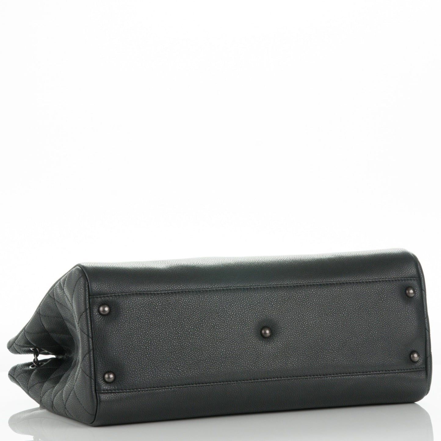 Grained Calfskin Large Shopping Tote Black