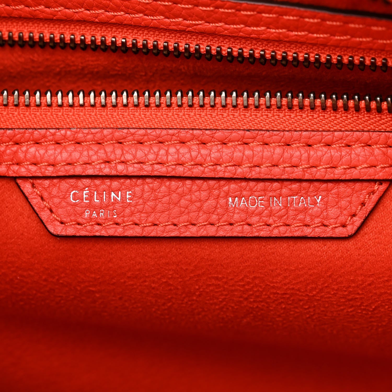 Celine Drummed Calfskin Mini Luggage Coquelicot 6 of 11