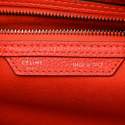 Celine Drummed Calfskin Mini Luggage Coquelicot 6 of 11