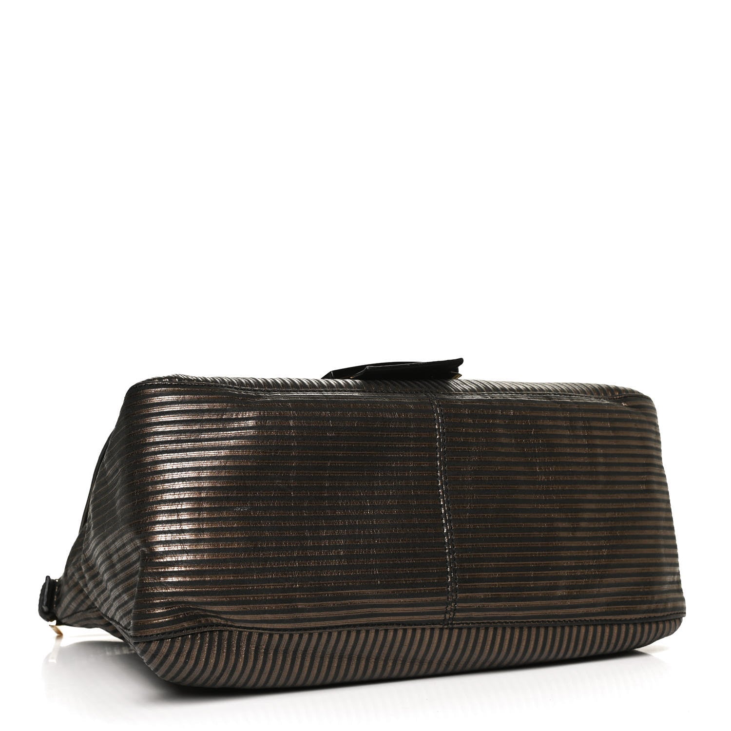 Fendi Metallic Nubuck Striped Big Forever Mama Baguette Black Gold 4 of 11