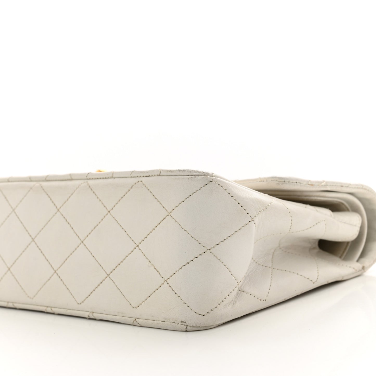 Lambskin Quilted Medium Double Flap White