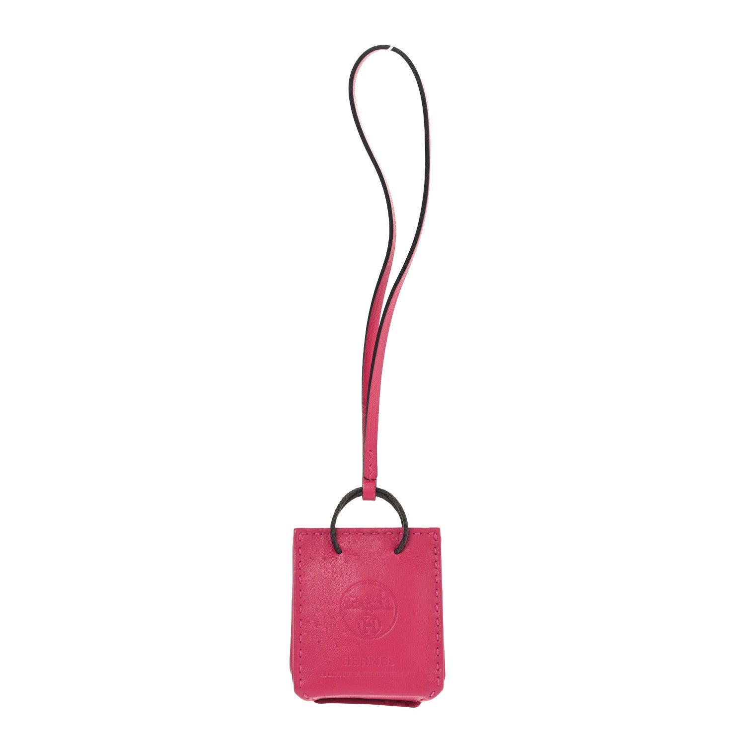 Hermes Milo Lambskin Swift Shopping Bag Charm Rose Mexico 1 of 3