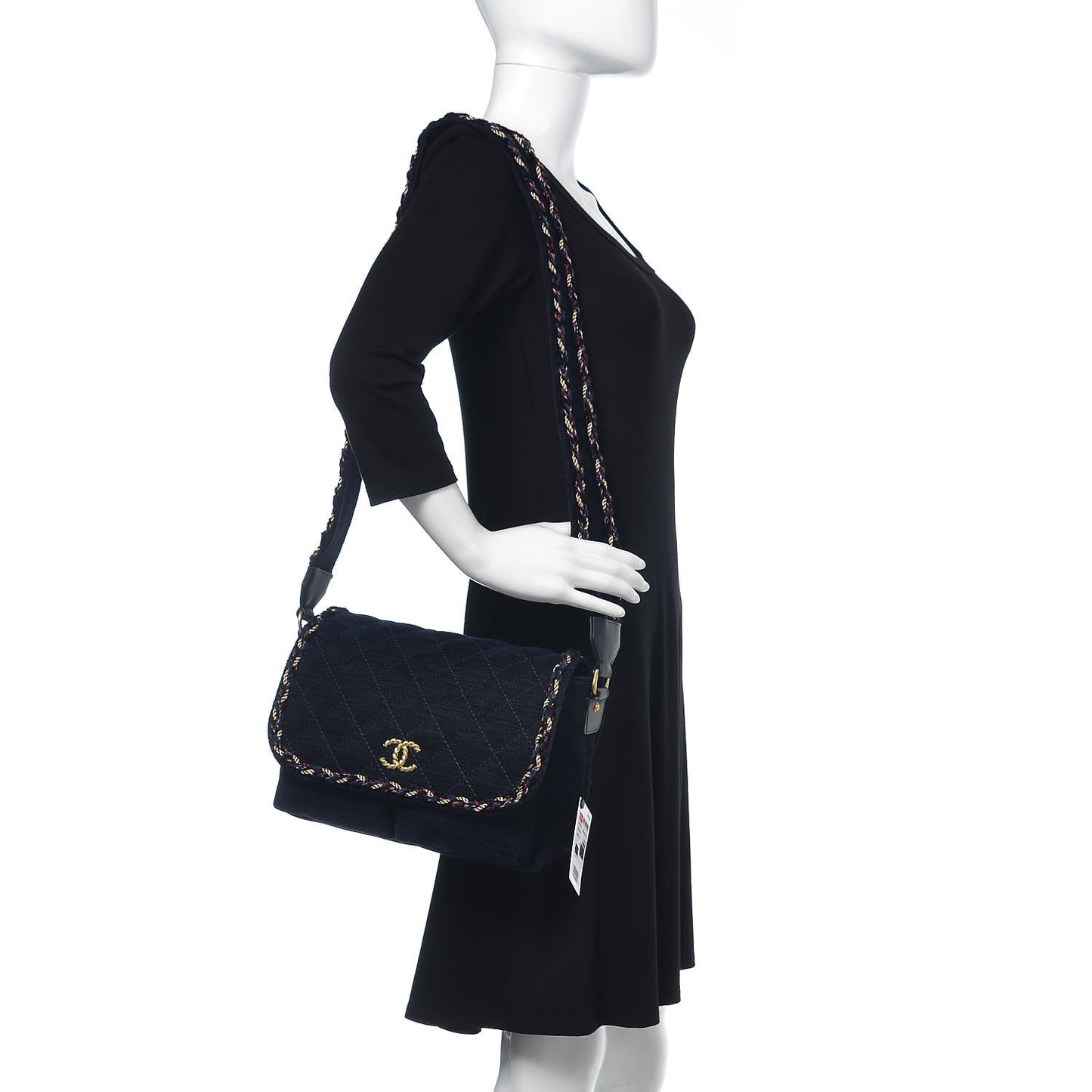 Wool Velvet Quilted Parisian Stroll Messenger Navy