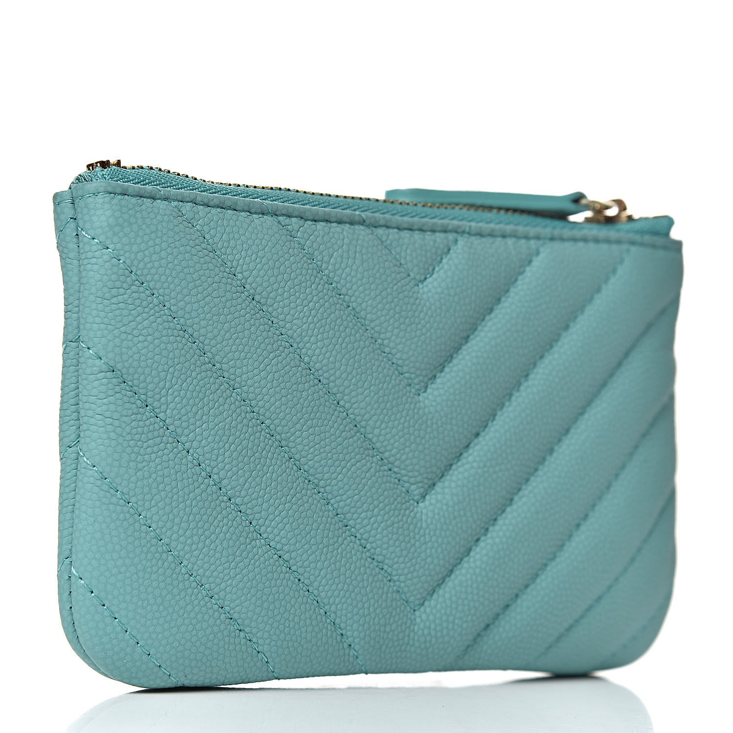 Chanel Caviar Chevron Quilted Small Cosmetic Case Green 3 of 8