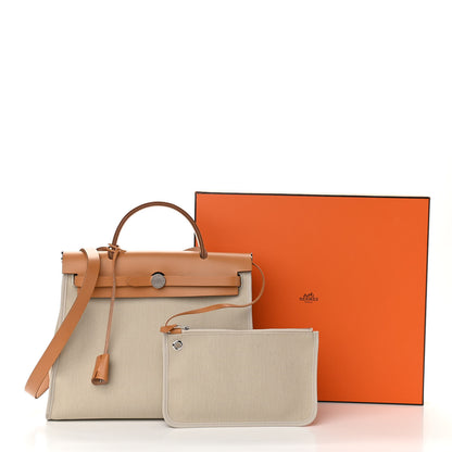 Hermes Military Toile Vache Hunter Herbag Zip 31 PM Beton Naturel 14 of 14