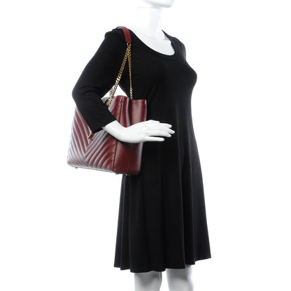 Saint Laurent Grain De Poudre Matelasse Chevron Monogram Shopping Bag Oxblood 2 of 9