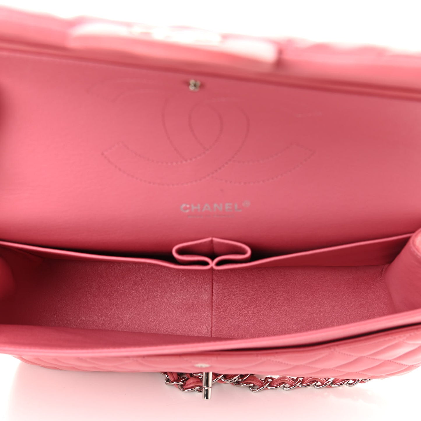 Lambskin Quilted Jumbo Double Flap Pink