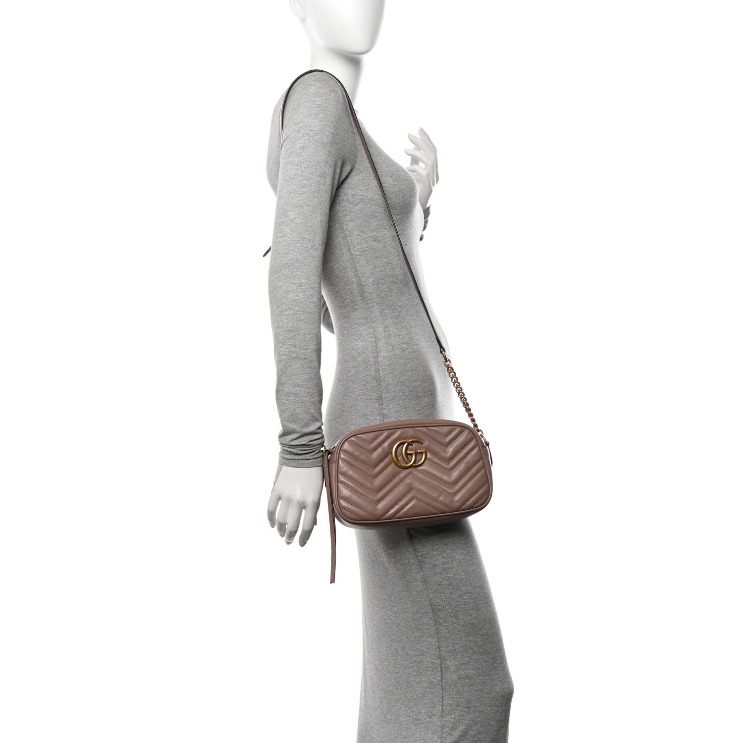 Gucci Calfskin Matelasse Small GG Marmont Chain Shoulder Bag Porcelain Rose 2 of 10