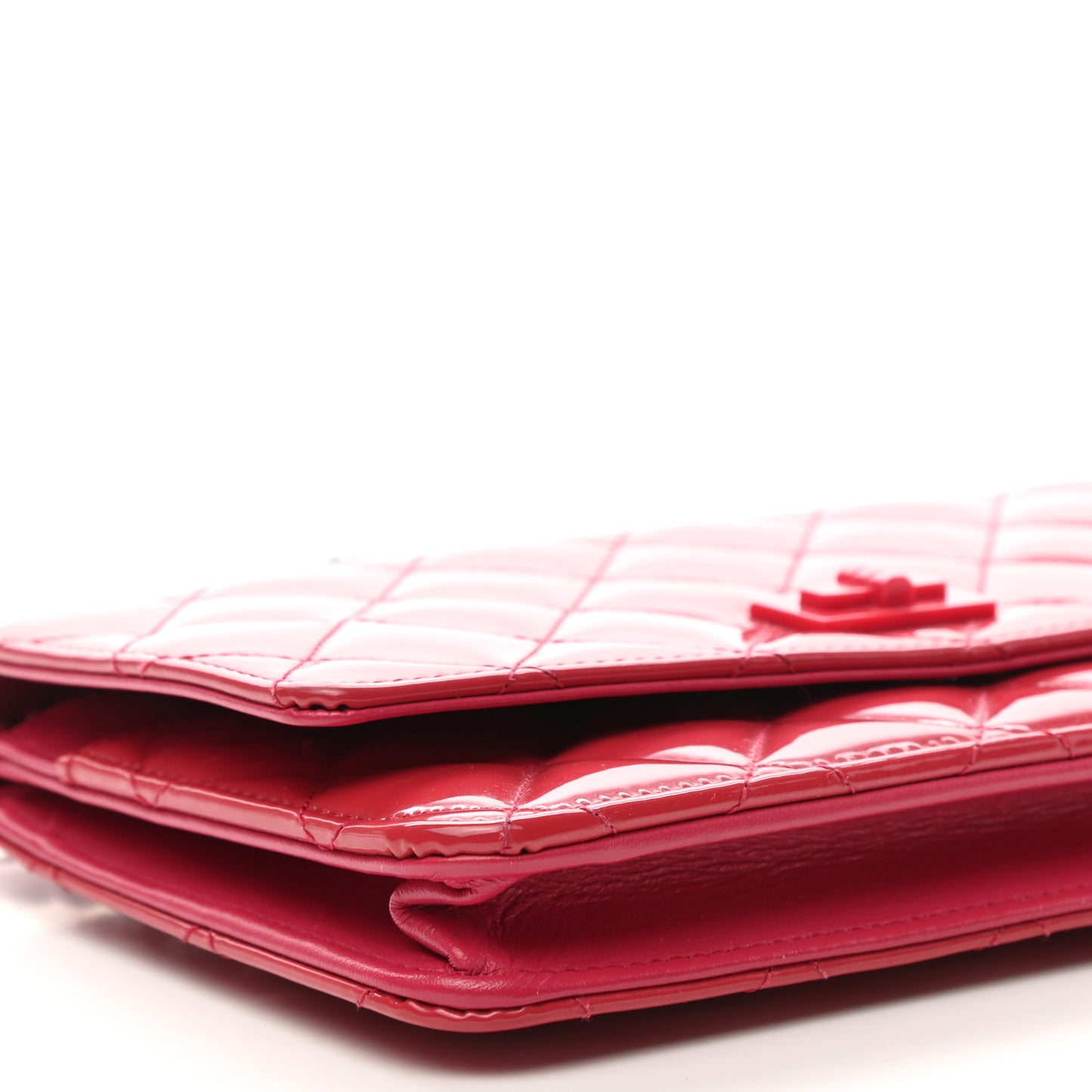 Patent Calfskin Quilted Reissue Wallet On Chain WOC Pink