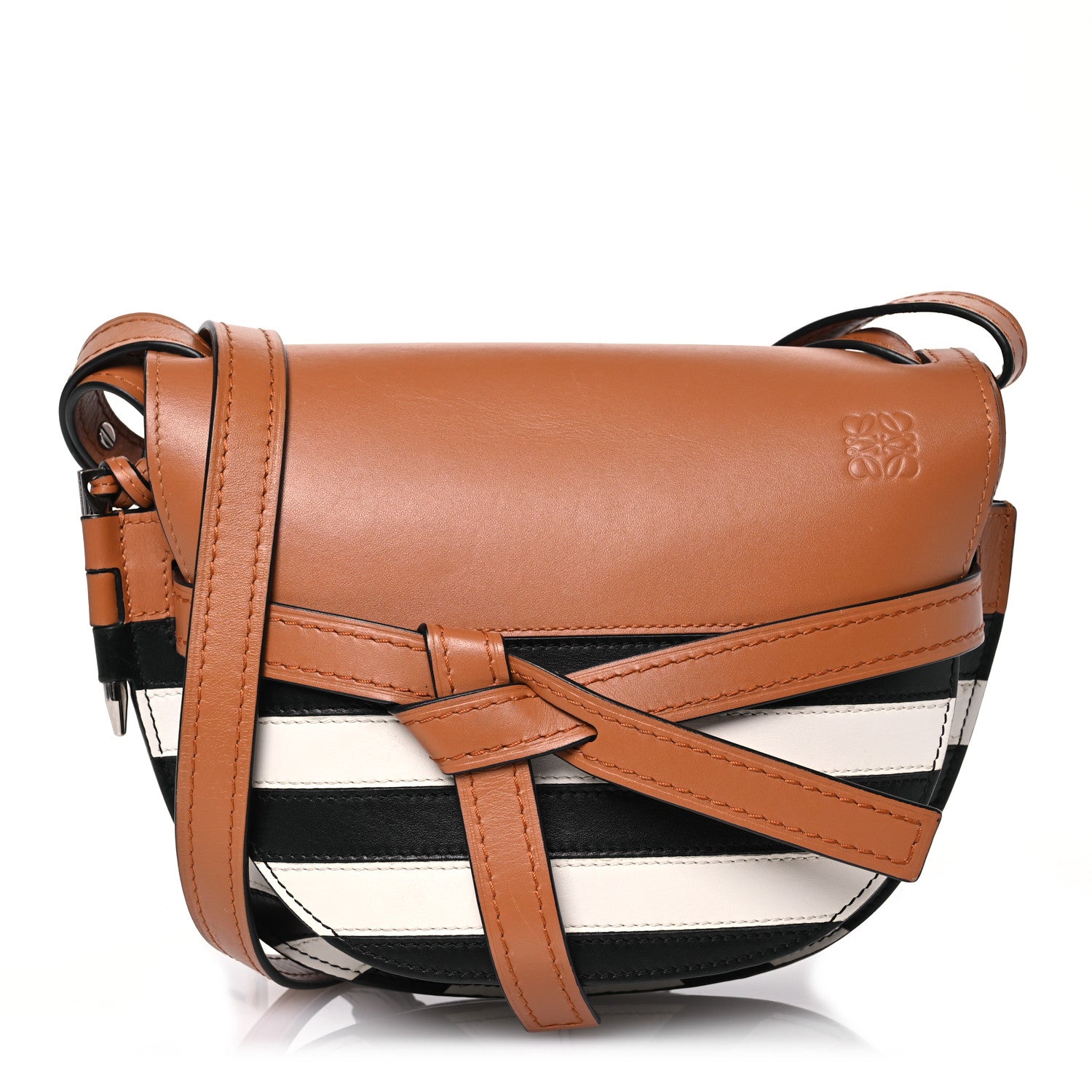 Loewe Calfskin Marine Stripe Small Gate Crossbody Bag Tan 1 of 17