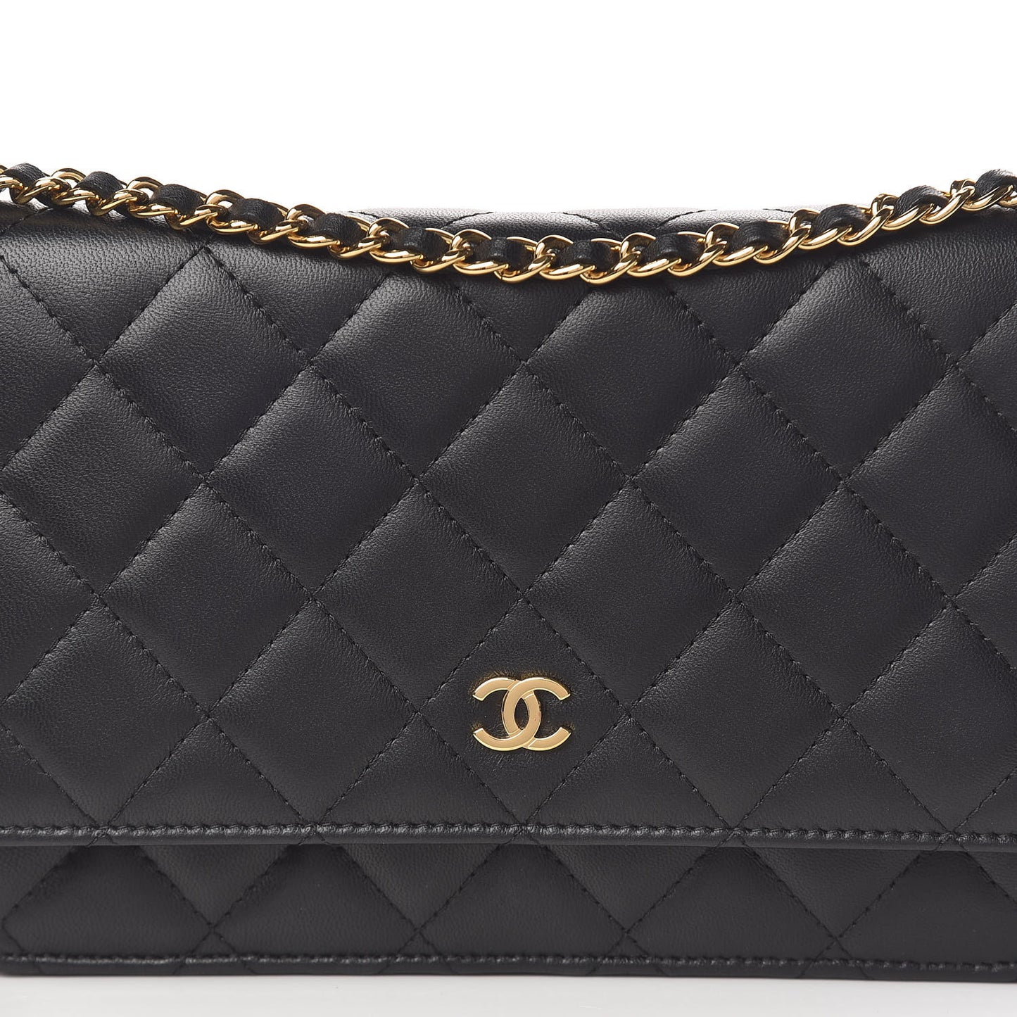 Lambskin Quilted Wallet On Chain WOC Black