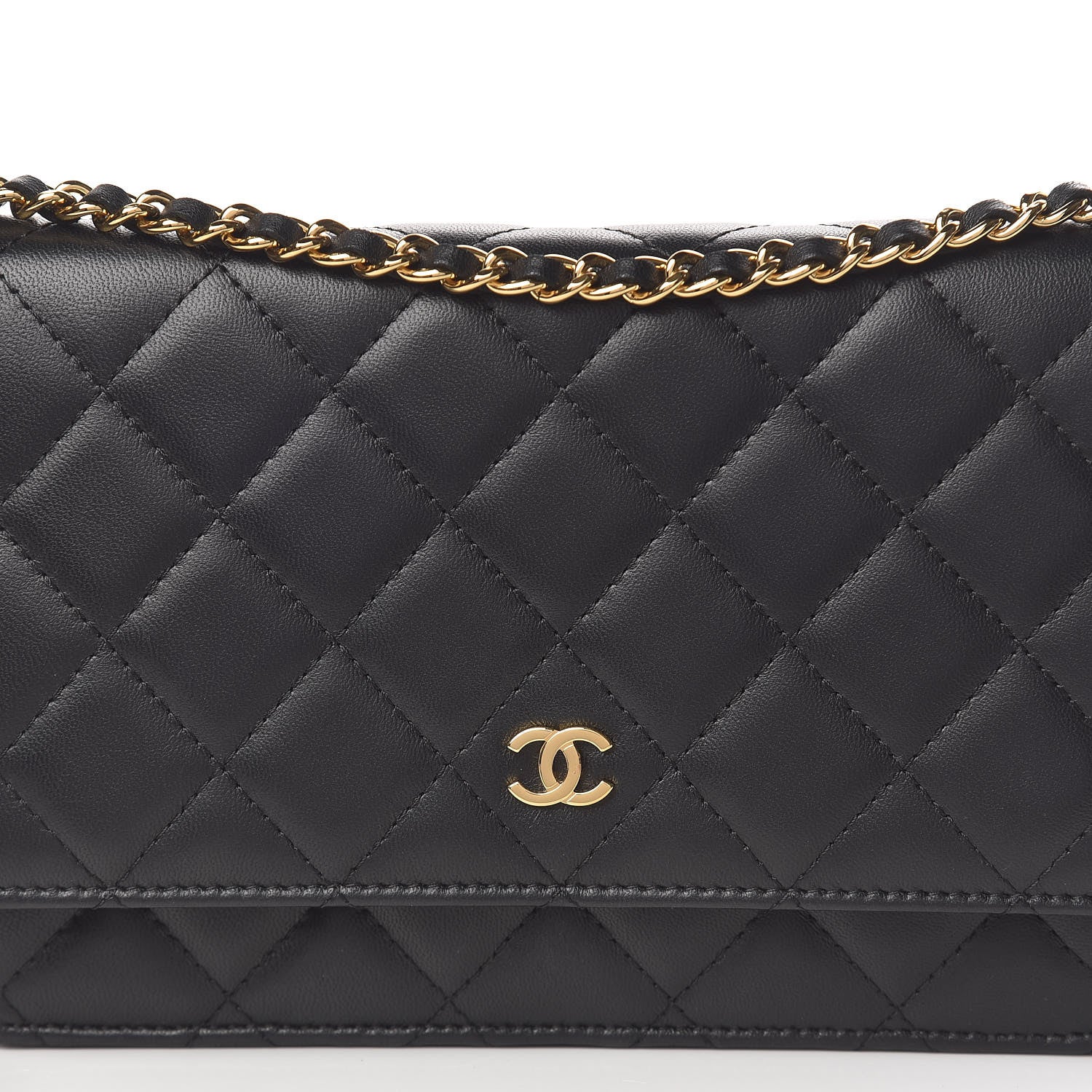 Chanel Lambskin Quilted Wallet On Chain WOC Black 11 of 12